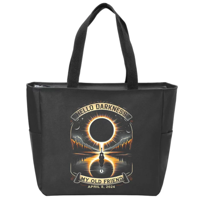 Hello Darkness My Old Friend Solar Eclipse 2024 Gift Zip Tote Bag