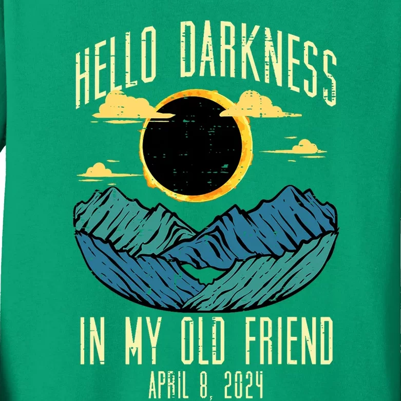 Hello Darkness My Old Friend 2024 Eclipse Design Kids Long Sleeve Shirt