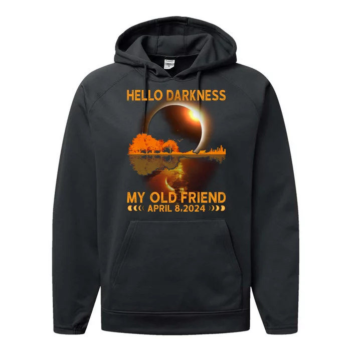 Hello Darkness My Friend Solar Eclipse April 8 2024 Performance Fleece Hoodie