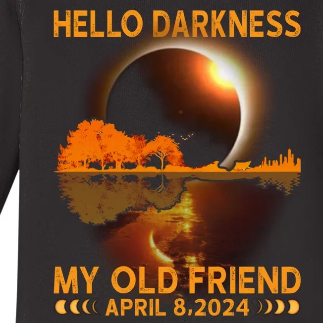 Hello Darkness My Friend Solar Eclipse April 8 2024 Baby Long Sleeve Bodysuit