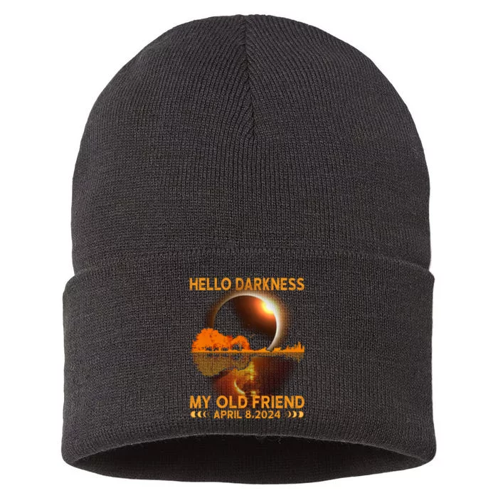 Hello Darkness My Friend Solar Eclipse April 8 2024 Sustainable Knit Beanie