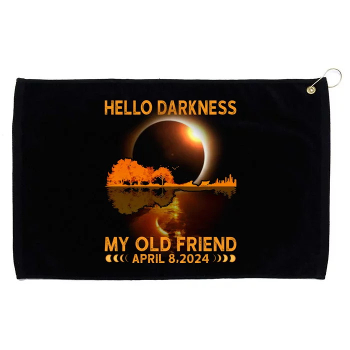 Hello Darkness My Friend Solar Eclipse April 8 2024 Grommeted Golf Towel