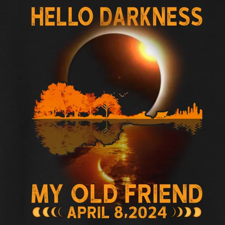 Hello Darkness My Friend Solar Eclipse April 8 2024 Women's Crop Top Tee