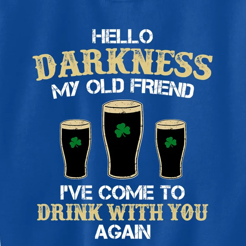 Hello Darkness My Old Friend Irish Shamrock Beer Day Gift Kids Sweatshirt