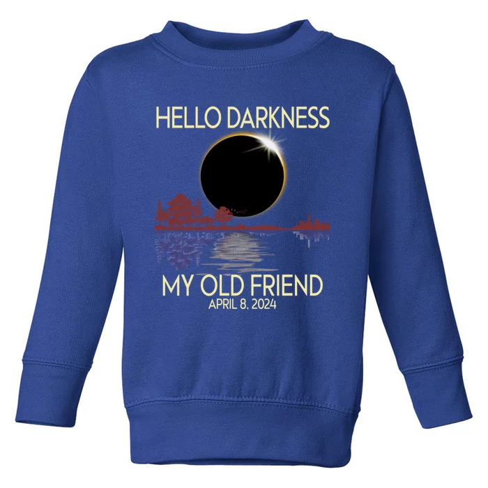 Hello Darkness My Friend 2024 April 8 Funny Solar Eclipse Toddler Sweatshirt