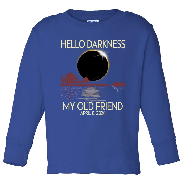 Hello Darkness My Friend 2024 April 8 Funny Solar Eclipse Toddler Long Sleeve Shirt