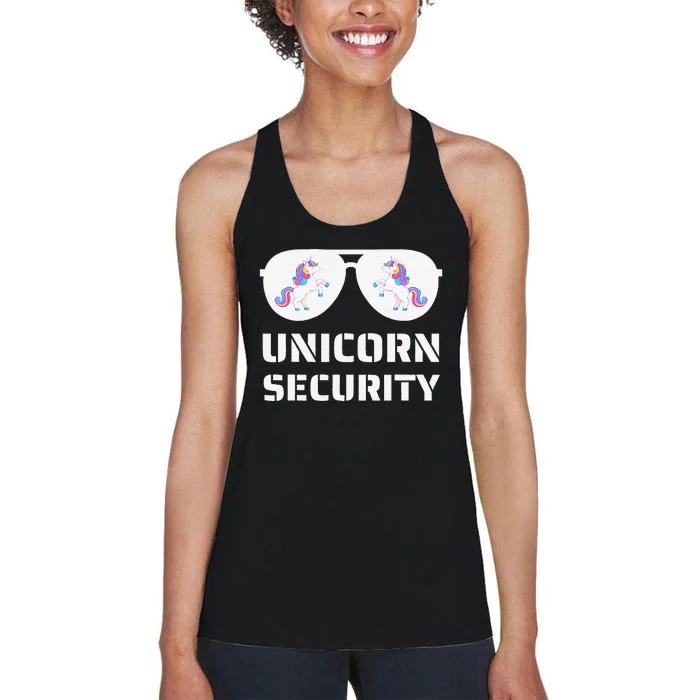 Halloween Dad Mom Daughter Unicorn Security Women's Racerback Tank