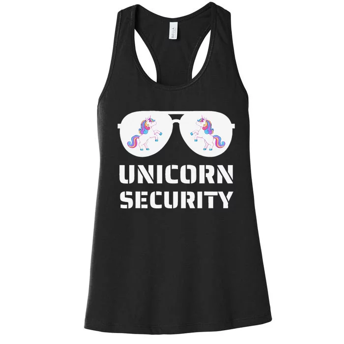 Halloween Dad Mom Daughter Unicorn Security Women's Racerback Tank