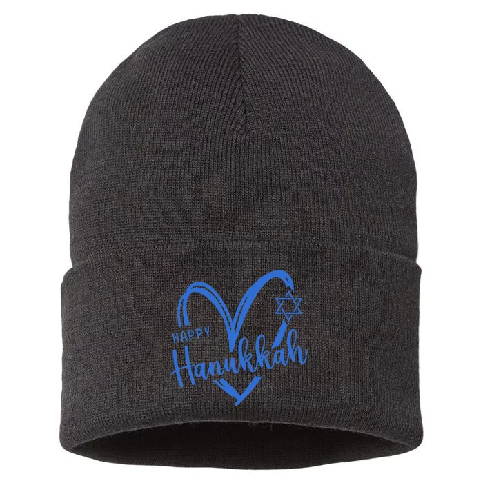 Hanukkah Dreidel Menorah Jewish Chanukah Holiday Sustainable Knit Beanie