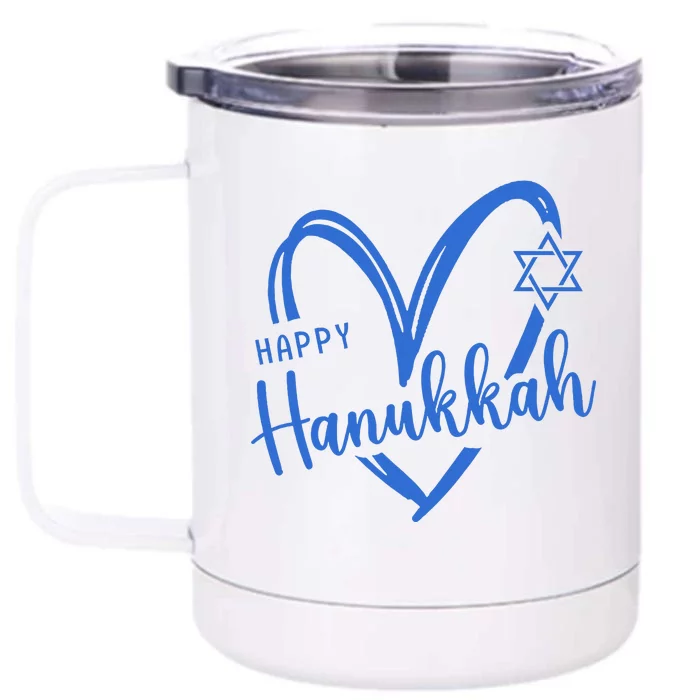 Hanukkah Dreidel Menorah Jewish Chanukah Holiday Front & Back 12oz Stainless Steel Tumbler Cup