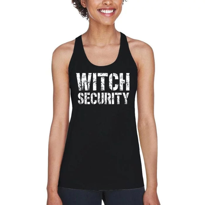 Halloween Dad Mom Daughter Adult Costume Witch Security Women's Racerback Tank