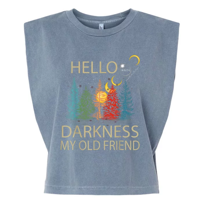 Hello Darkness My Old Friend Solar Eclipse April 08 2024 Garment-Dyed Women's Muscle Tee