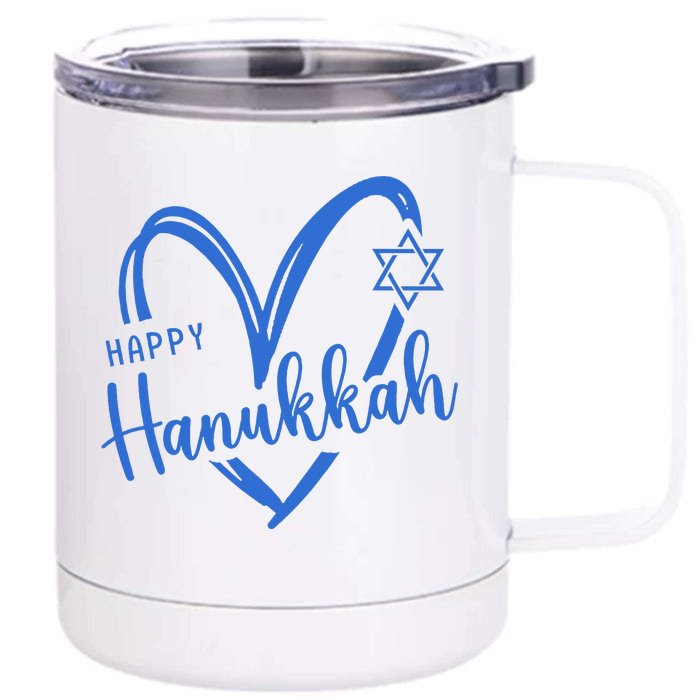 Hanukkah Dreidel Menorah Jewish Chanukah Holiday Front & Back 12oz Stainless Steel Tumbler Cup