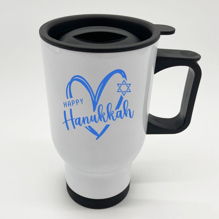 Hanukkah Dreidel Menorah Jewish Chanukah Holiday Front & Back Stainless Steel Travel Mug