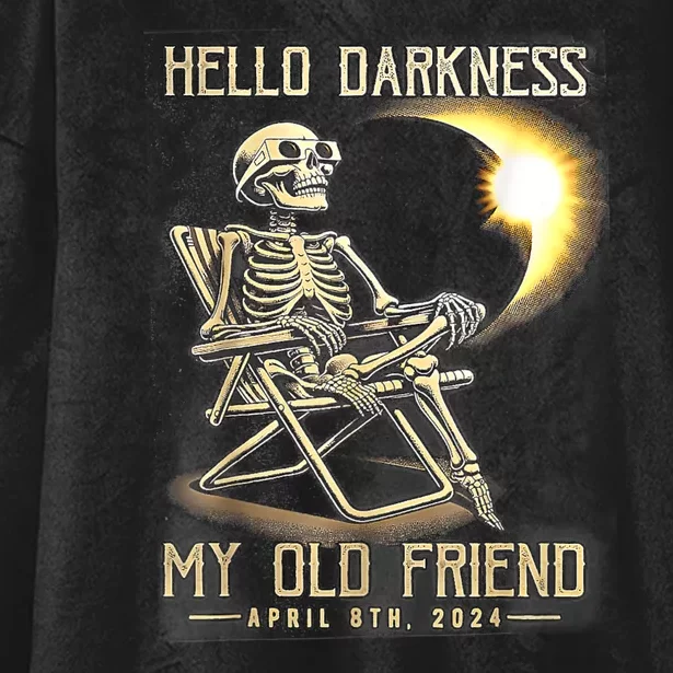 Hello Darkness My Old Friend Funny Skeleton Solar Eclipse Hooded Wearable Blanket