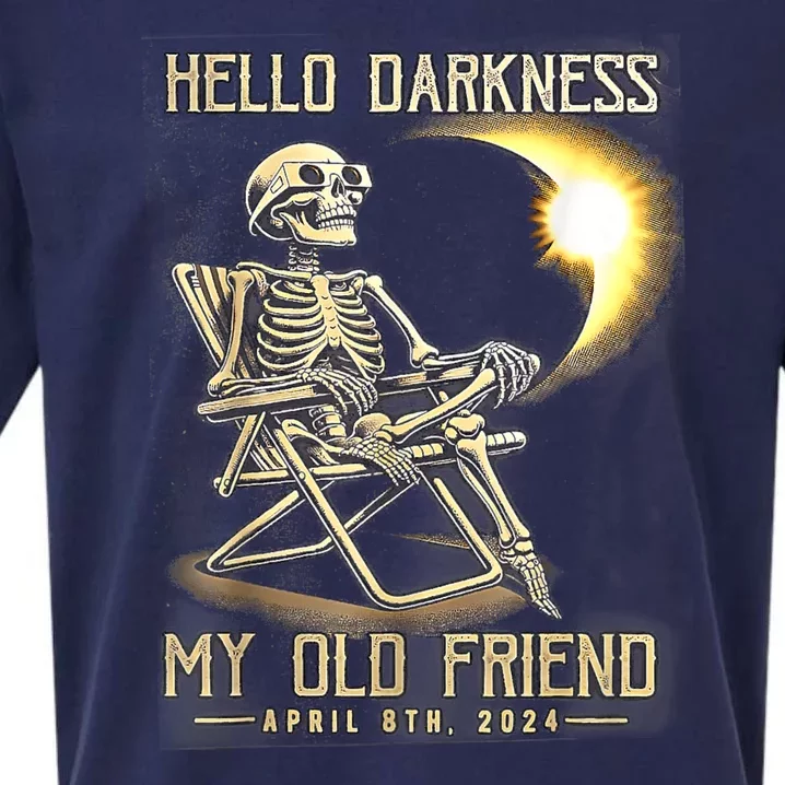 Hello Darkness My Old Friend Funny Skeleton Solar Eclipse Sueded Cloud Jersey T-Shirt