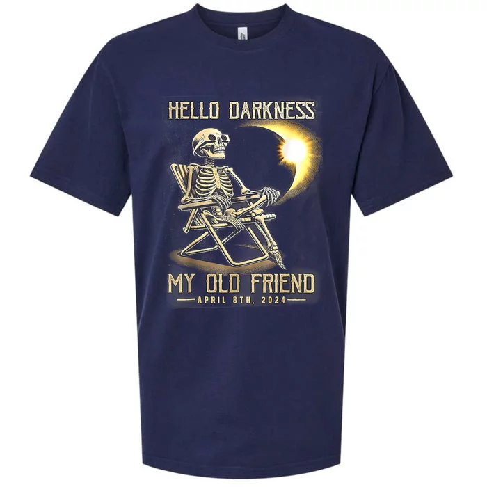 Hello Darkness My Old Friend Funny Skeleton Solar Eclipse Sueded Cloud Jersey T-Shirt