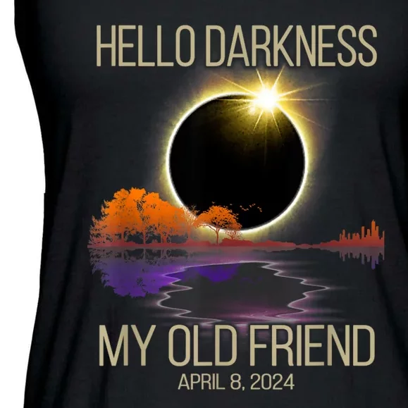 Hello Darkness My Old Friend Solar Eclipse April 08 2024 Ladies Essential Flowy Tank