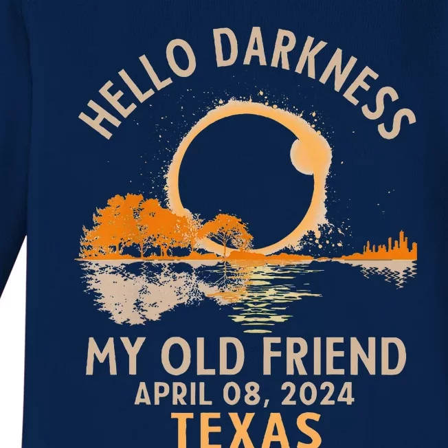 Hello Darkness My Old Friend April 08 2024 Texas Baby Long Sleeve Bodysuit