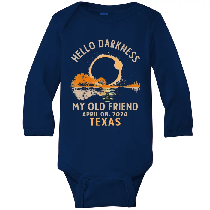 Hello Darkness My Old Friend April 08 2024 Texas Baby Long Sleeve Bodysuit