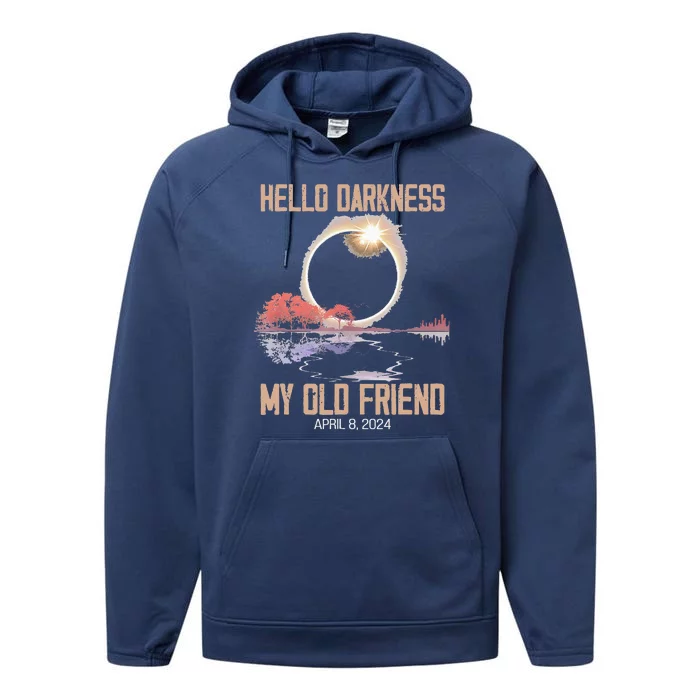 Hello Darkness My Old Friend Solar Eclipse April 08 2024 Performance Fleece Hoodie