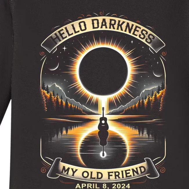 Hello Darkness My Old Friend Solar Eclipse April 8 2024 Baby Long Sleeve Bodysuit