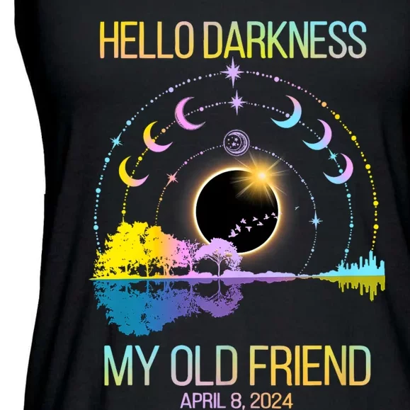 Hello Darkness My Old Friend April 08 Solar Eclipse Ladies Essential Flowy Tank