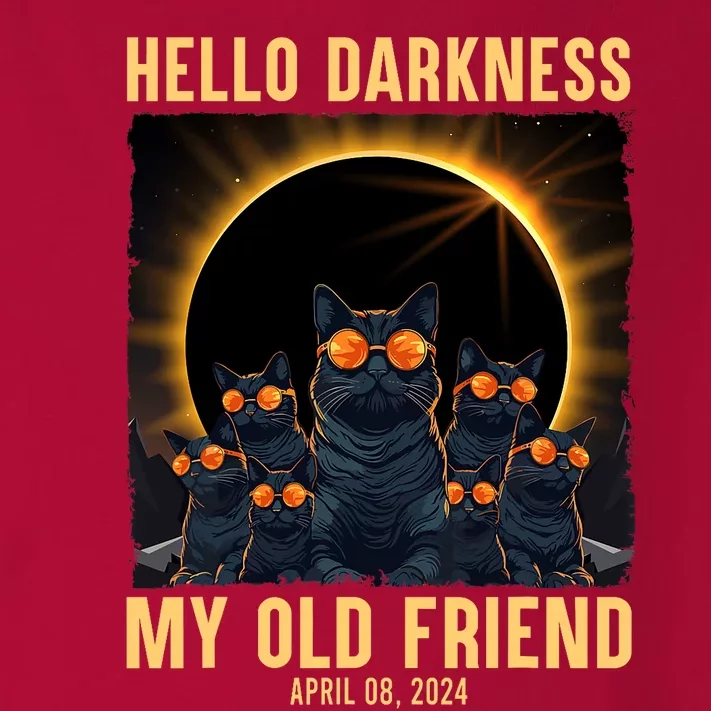 Hello Darkness My Old Friend Solar Eclipse April 08 2024 Funny Cat Toddler Long Sleeve Shirt