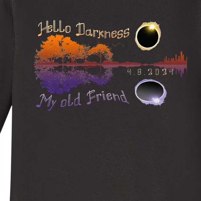 Hello Darkness My Old Friend Solar Eclipse Baby Long Sleeve Bodysuit