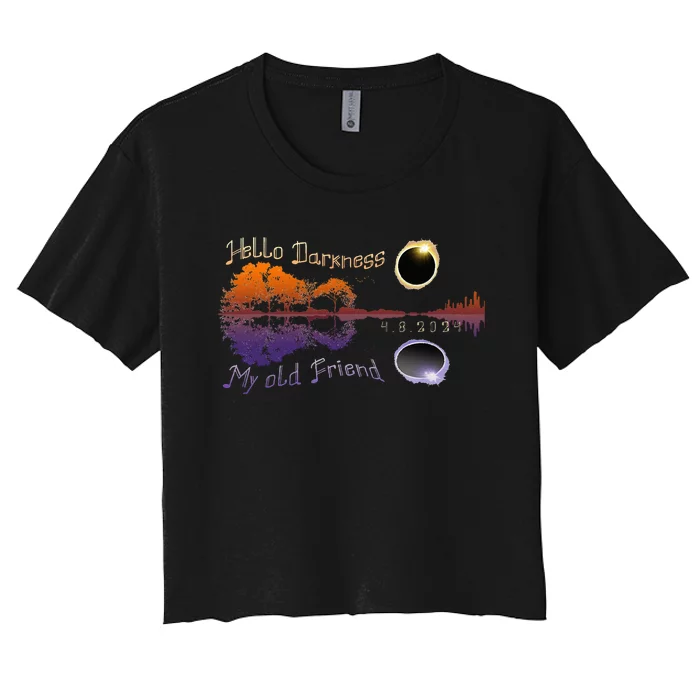 Hello Darkness My Old Friend Solar Eclipse Women's Crop Top Tee