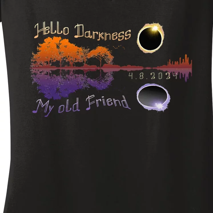 Hello Darkness My Old Friend Solar Eclipse Women's V-Neck T-Shirt