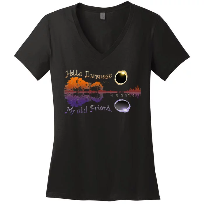 Hello Darkness My Old Friend Solar Eclipse Women's V-Neck T-Shirt