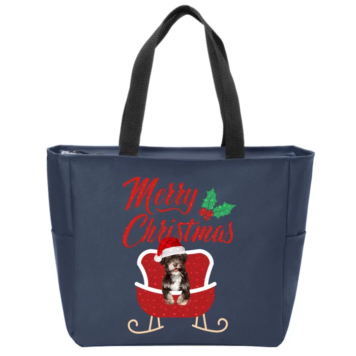 Havanese Dog Merry Christmas Design For The Holiday Season! Zip Tote Bag