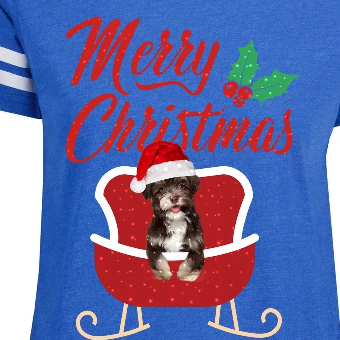 Havanese Dog Merry Christmas Design For The Holiday Season! Enza Ladies Jersey Football T-Shirt