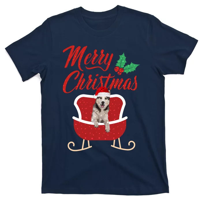 Husky Dog Merry Christmas Design For The Holiday Season! T-Shirt