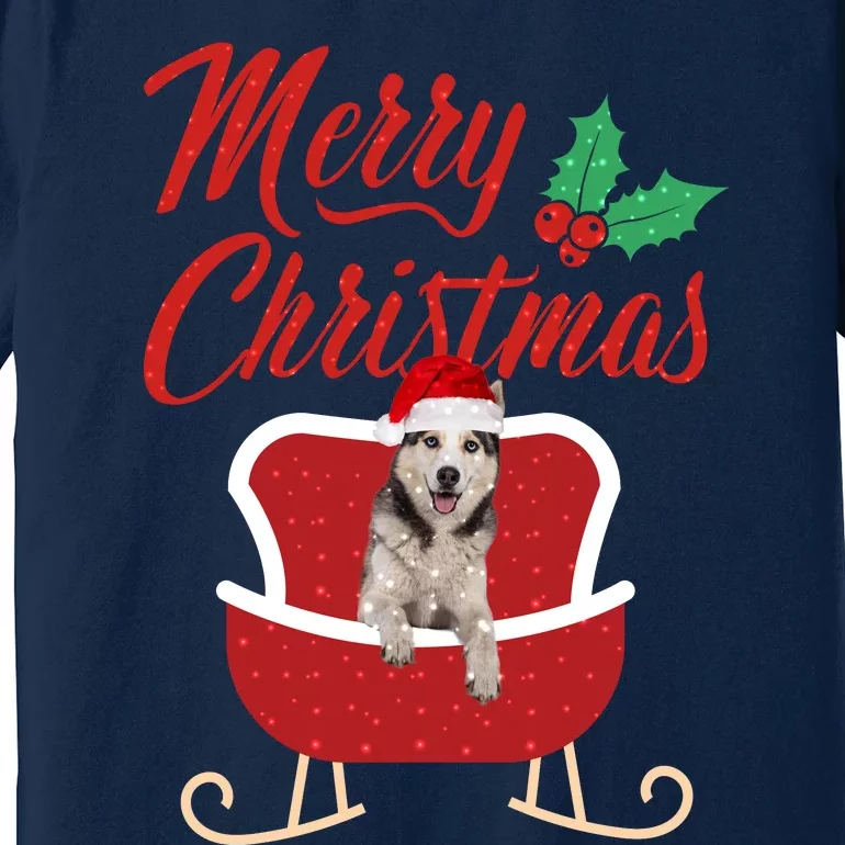 Husky Dog Merry Christmas Design For The Holiday Season! Premium T-Shirt