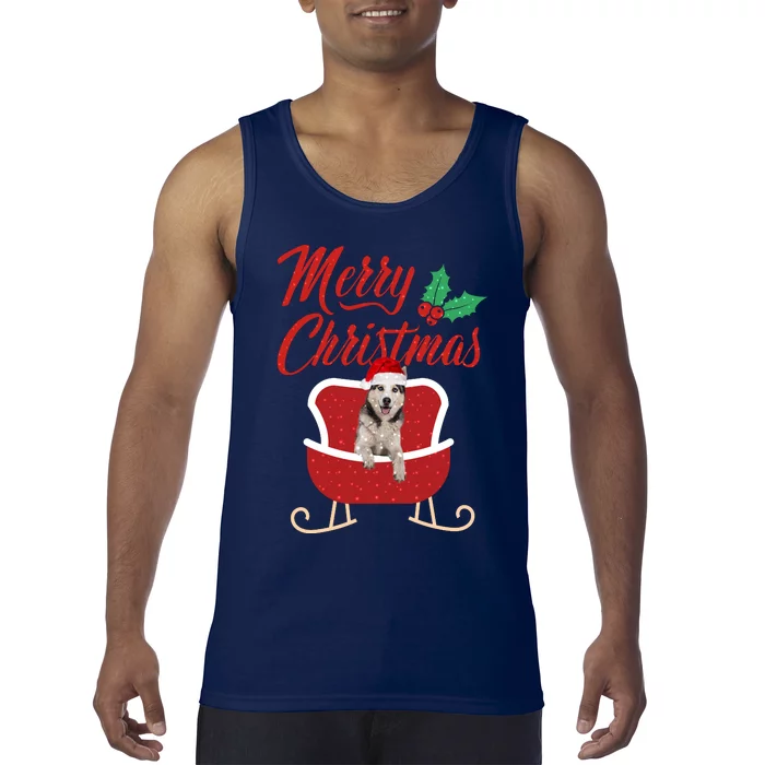 Husky Dog Merry Christmas Design For The Holiday Season! Tank Top