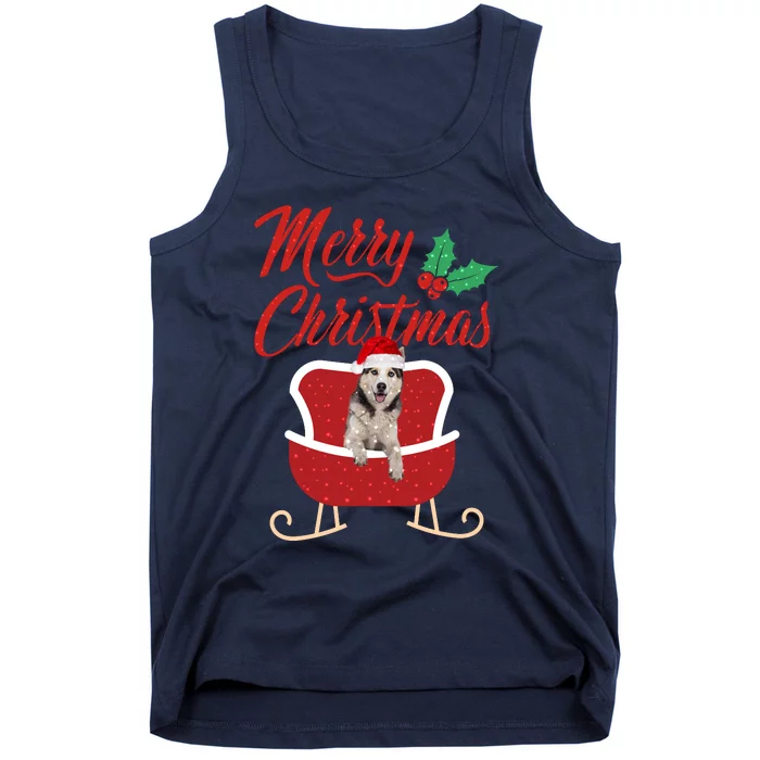 Husky Dog Merry Christmas Design For The Holiday Season! Tank Top