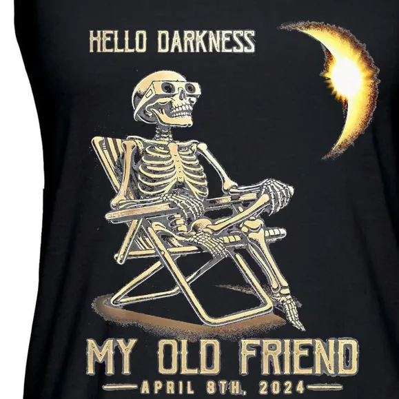 Hello Darkness My Old Friend Solar Eclipse April 08 2024 Ladies Essential Flowy Tank