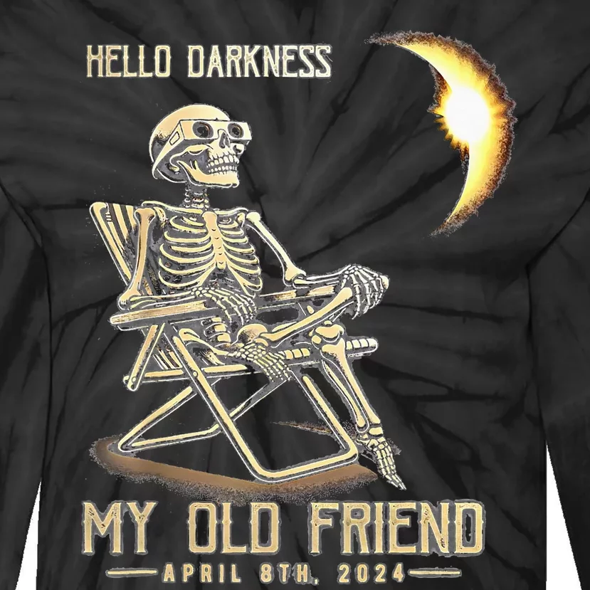 Hello Darkness My Old Friend Solar Eclipse April 08 2024 Tie-Dye Long Sleeve Shirt