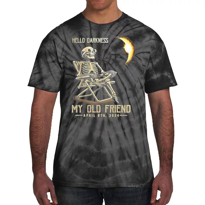 Hello Darkness My Old Friend Solar Eclipse April 08 2024 Tie-Dye T-Shirt