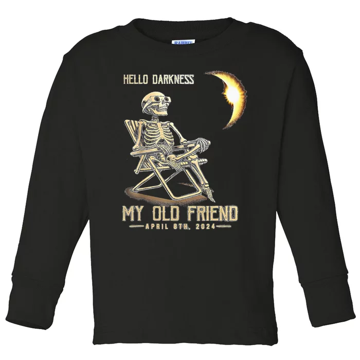 Hello Darkness My Old Friend Solar Eclipse April 08 2024 Toddler Long Sleeve Shirt