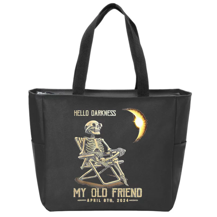 Hello Darkness My Old Friend Solar Eclipse April 08 2024 Zip Tote Bag