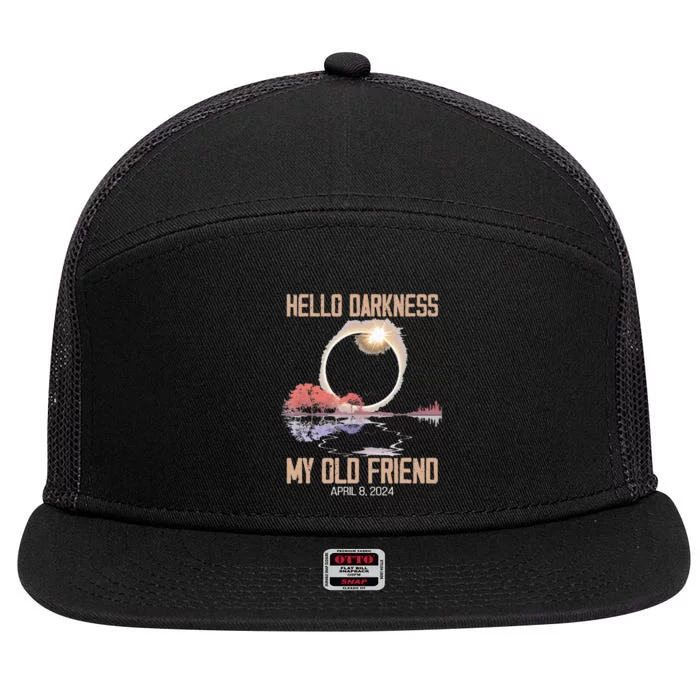 Hello Darkness My Old Friend Solar Eclipse April 08 2024 7 Panel Mesh Trucker Snapback Hat