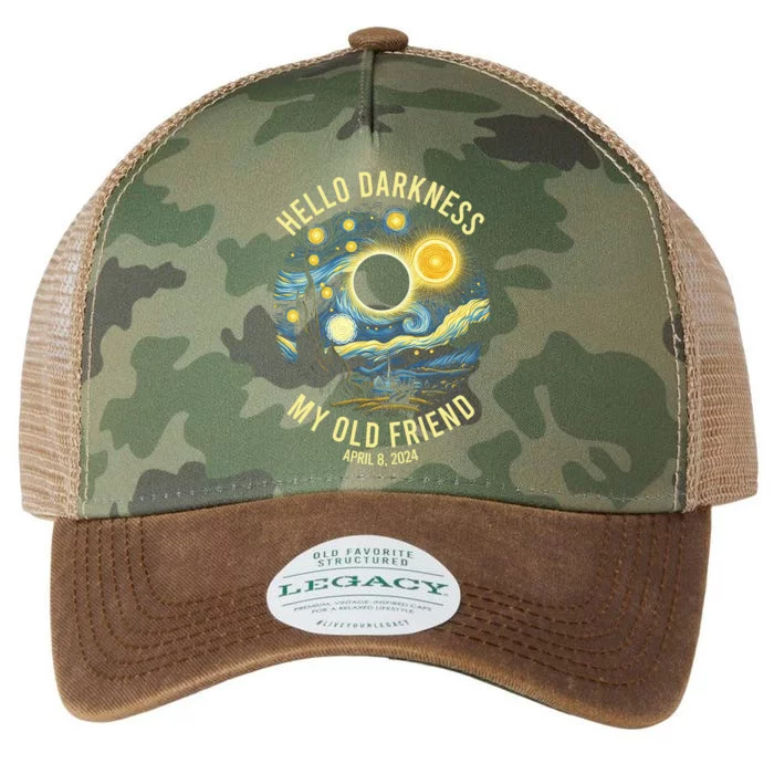 Hello Darkness My Old Friend Solar Eclipse April 8 2024 Vintage Design Legacy Tie Dye Trucker Hat