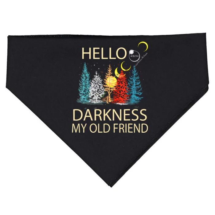 Hello Darkness My Old Friend Solar Eclipse April 08 2024 USA-Made Doggie Bandana