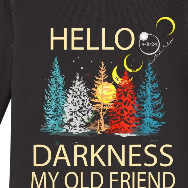 Hello Darkness My Old Friend Solar Eclipse April 08 2024 Baby Long Sleeve Bodysuit