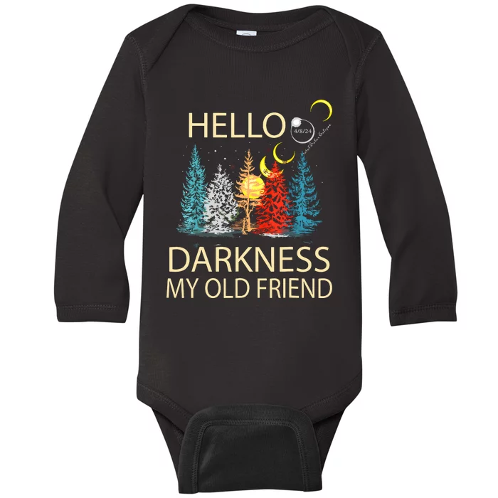 Hello Darkness My Old Friend Solar Eclipse April 08 2024 Baby Long Sleeve Bodysuit