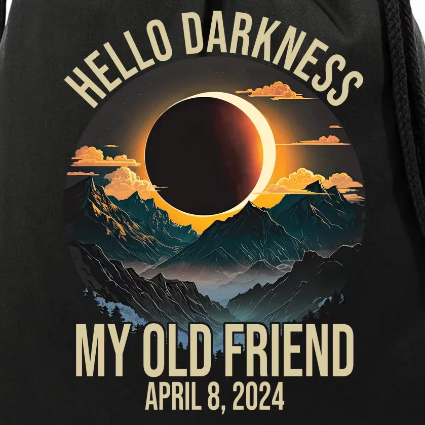 Hello Darkness My Old Friend Solar Eclipse April 08 2024 Drawstring Bag