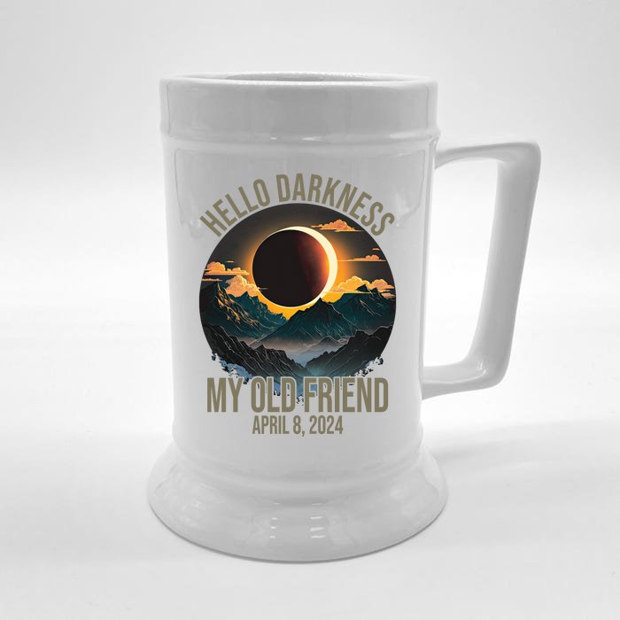 Hello Darkness My Old Friend Solar Eclipse April 08 2024 Front & Back Beer Stein